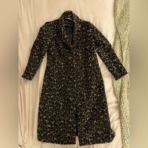 Bernardo size s leopard print coat, wool/acrylic brand.